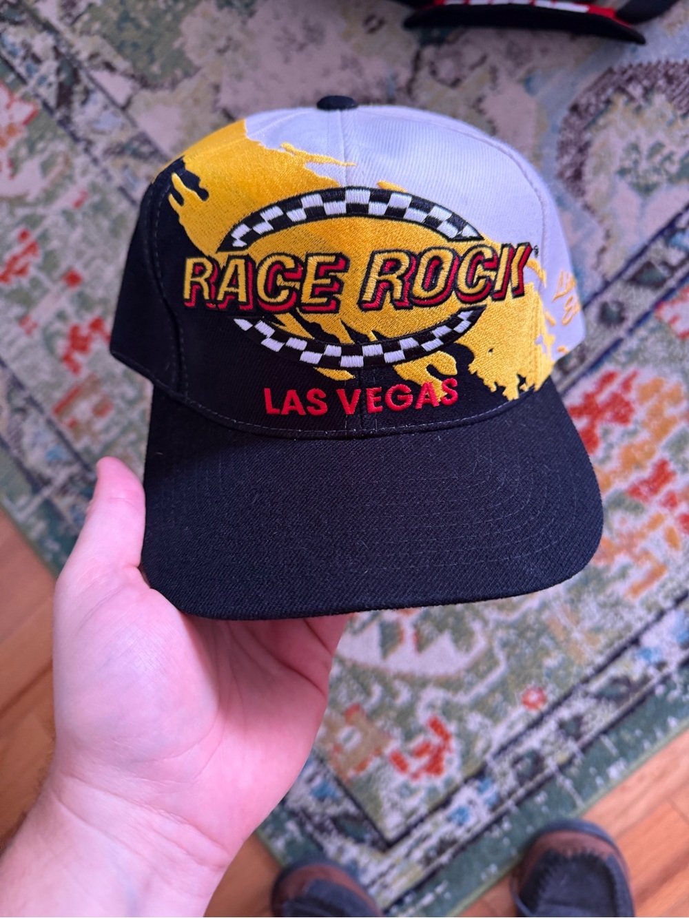 Logo Athletic Black and Yellow Race Rock Las Vegas Cap